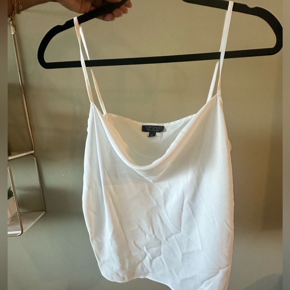 Topshop white cowl neck spaghetti strap blouse - Picture 3 of 4